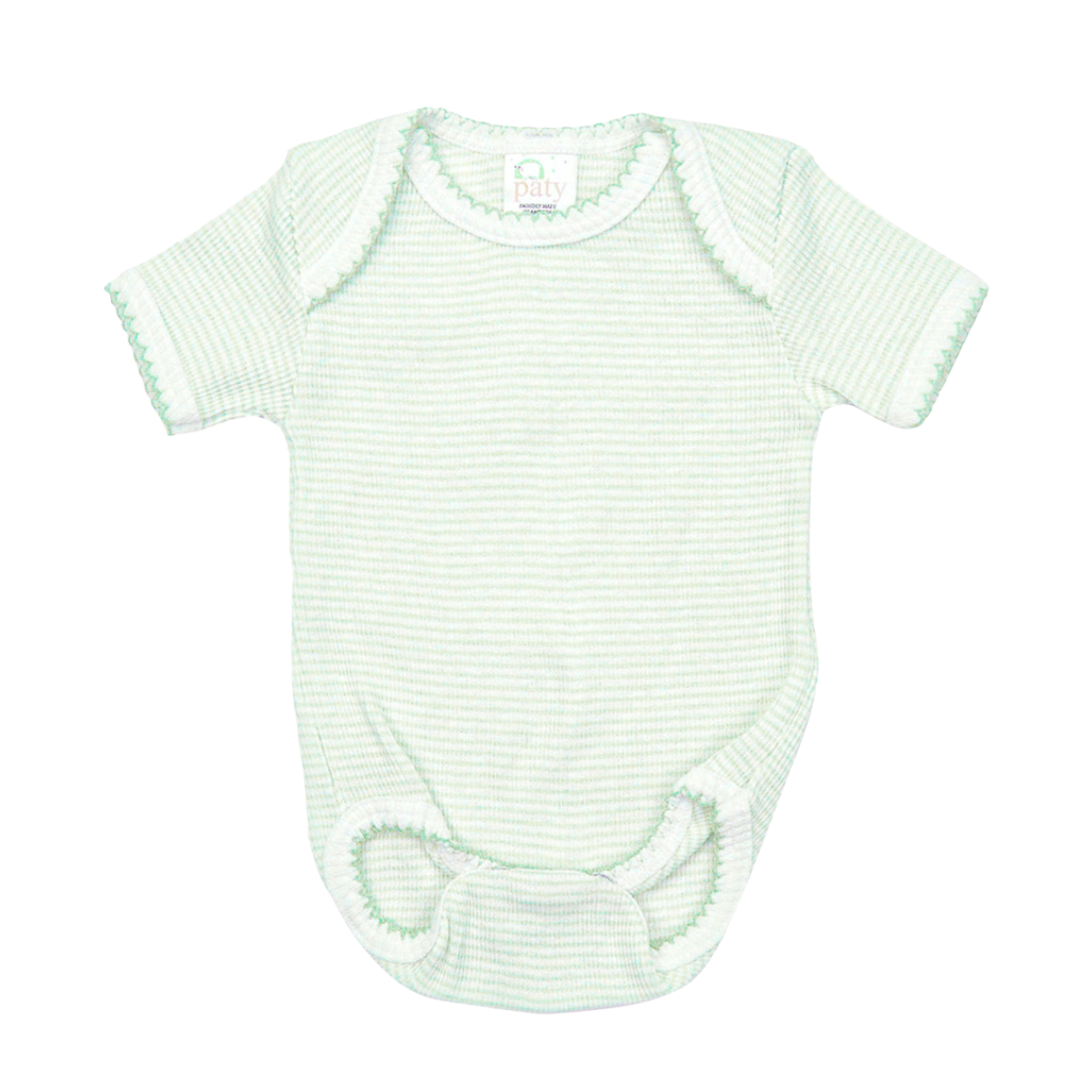 Paty Knit Short Sleeve Baby Bodysuit – Classic Lap Shoulder Onesie in Solid Colors