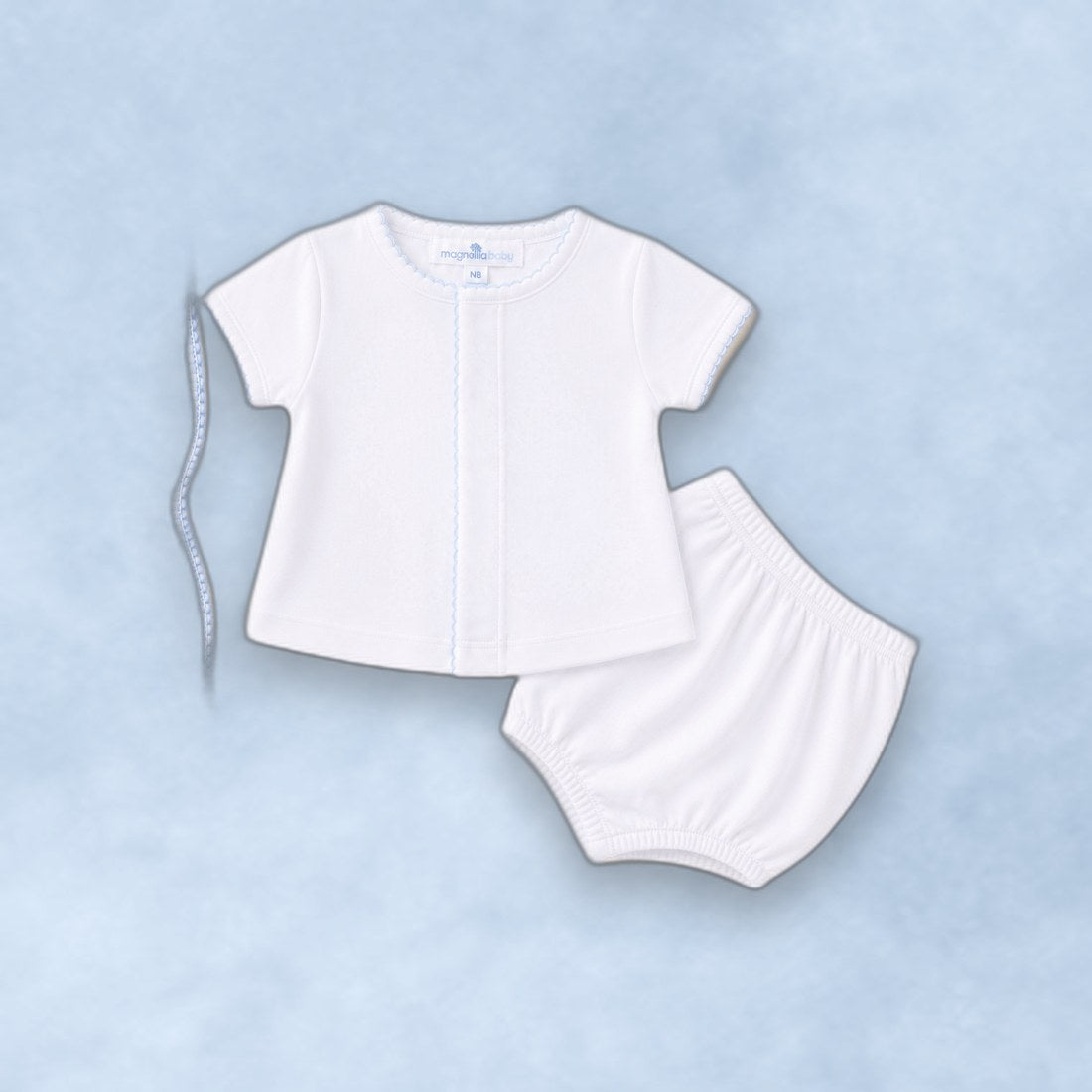 Solid Essentials Diaper Cover Set - White Light Blue
