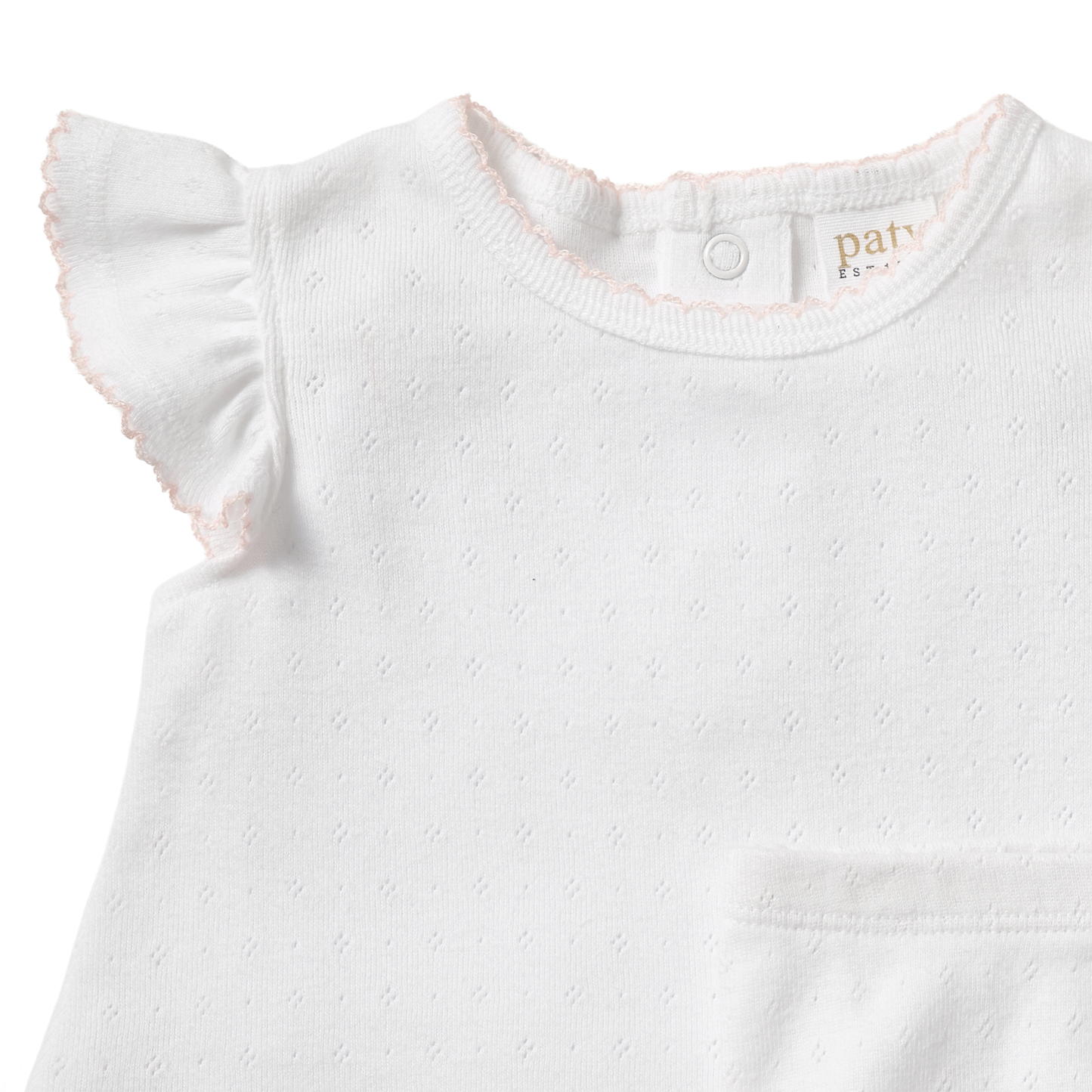 Paty Organic Cotton Pointelle Baby Girl Set with Flutter Sleeves & Bloomers