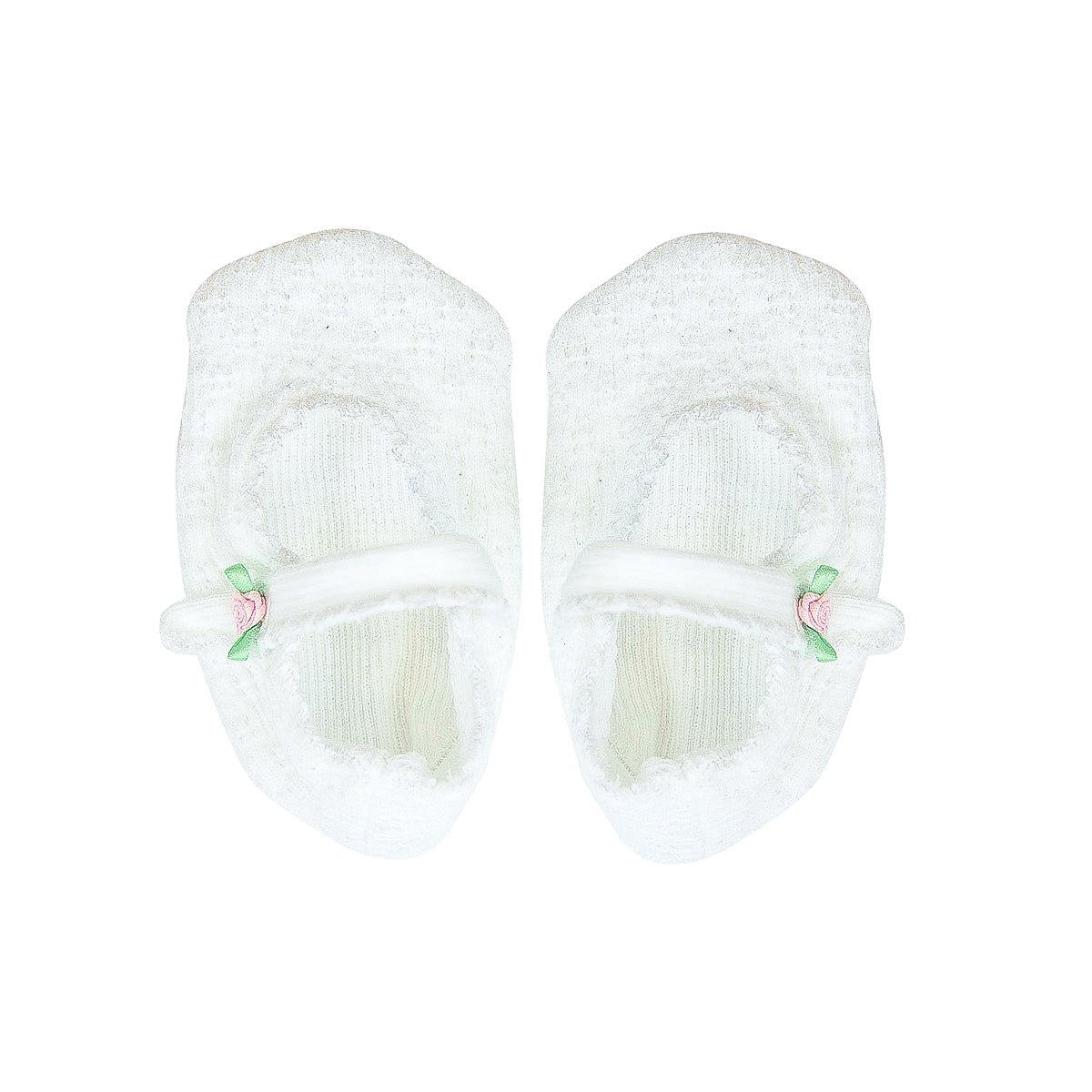 Paty Knit Crib Shoes with Rosettes