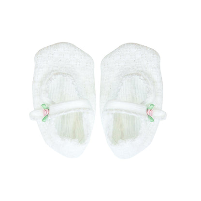Paty Knit Crib Shoes with Rosettes