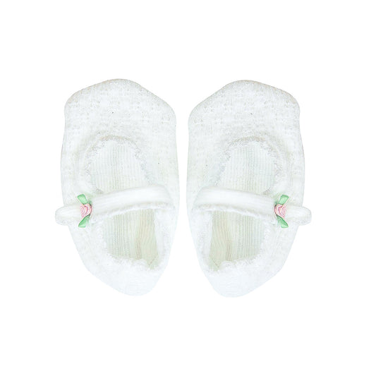 Paty Knit Crib Shoes with Rosettes