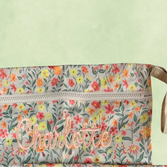 Personalized floral name zip pouch — as seen on Instagram