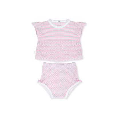 Paty Knit Flutter Sleeve Diaper Set with Bows