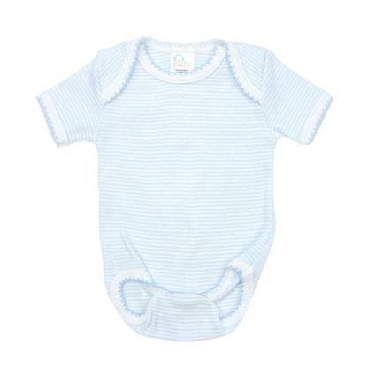 Paty Knit Short Sleeve Baby Bodysuit – Classic Lap Shoulder Onesie in Solid Colors