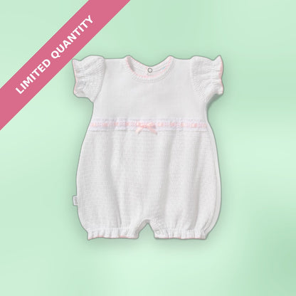 Paty Knit Baby Girl Bubble with Eyelet Trim