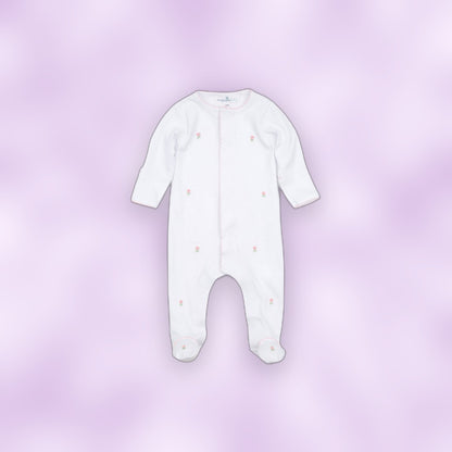 Scattered Floral Footie - Pink Trim