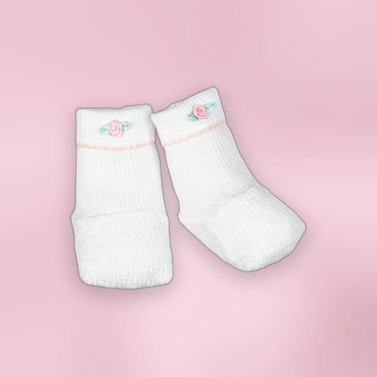 Paty Knit Booties with Rosettes