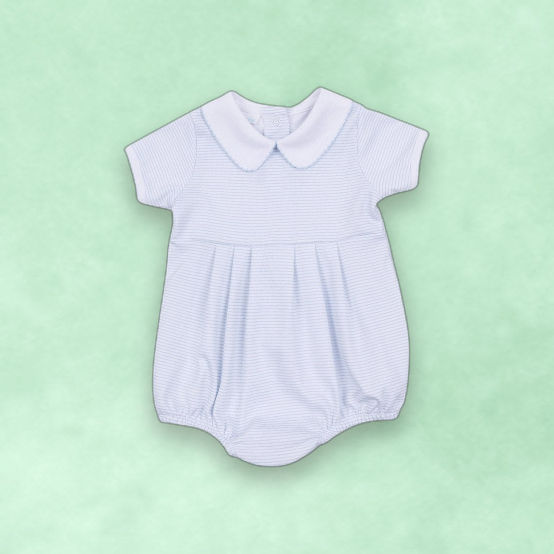 Mini Stripes Collared Short Sleeve Bubble - Light Blue