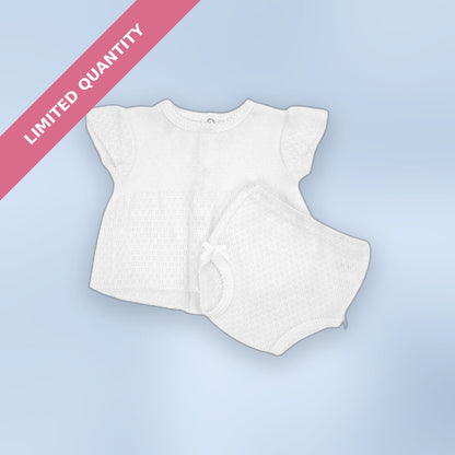 Paty Knit Flutter Sleeve Diaper Set with Bows