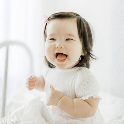 Paty Knit Baby Girl Bubble with Eyelet Trim
