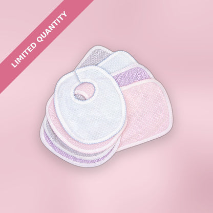Paty Knit Solid Color Velcro Bib with Burp Cloth Set