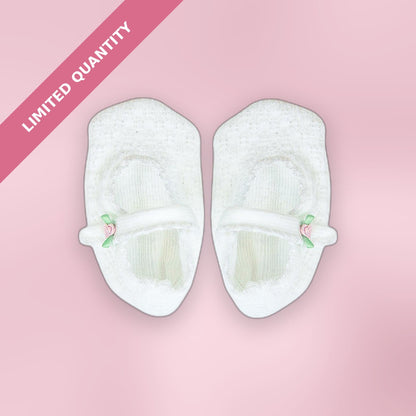 Paty Knit Crib Shoes with Rosettes