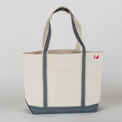 Personalized canvas tote in natural cream canvas with Gray trim, embroidered in San Antonio