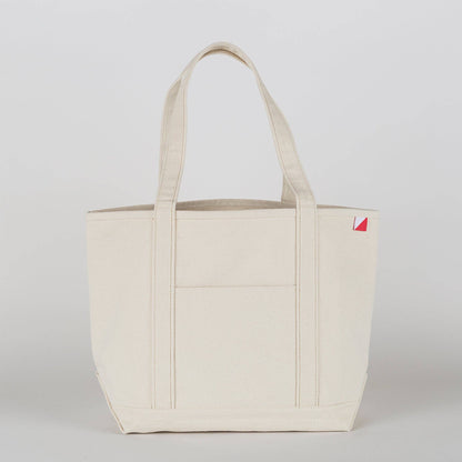 Personalized canvas tote in natural cream canvas with Natural trim, embroidered in San Antonio